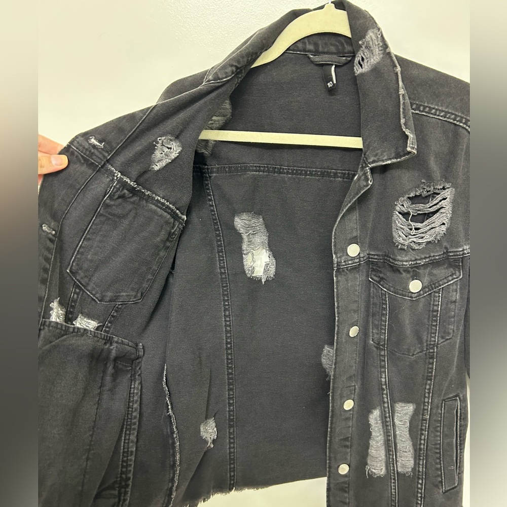 Black Ripped Jean Jacket - Picture 3 of 5